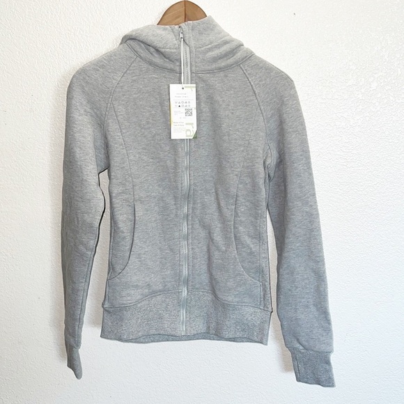 Halara Light Gray Full Zip Cotton Blend NEW Sweatshirt With Hood - Picture 1 of 13